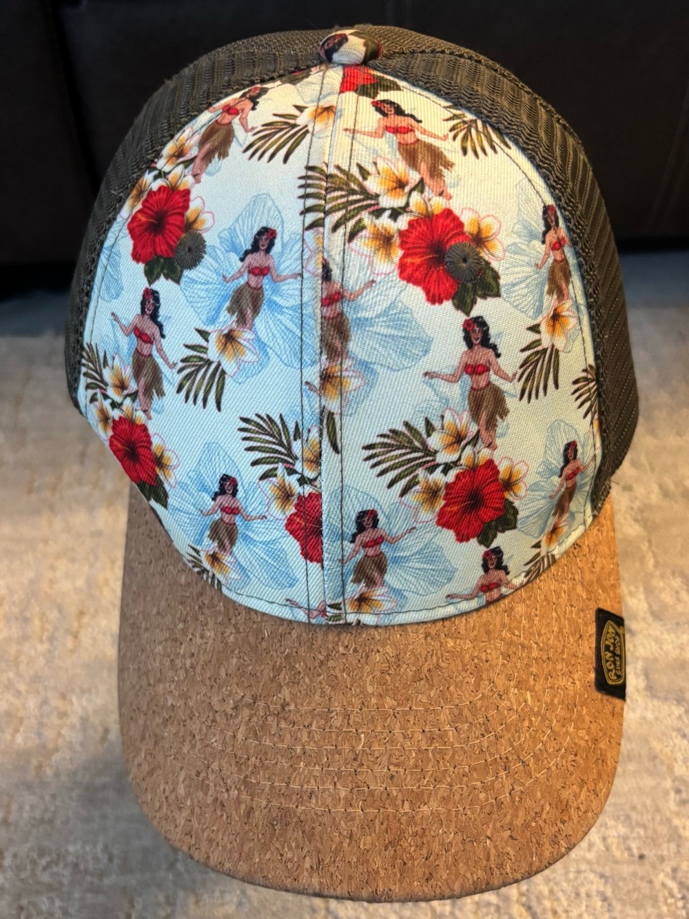 Ron Jon Surf Shop Tropical Hula Hibiscus Cork Brim Trucker Hat